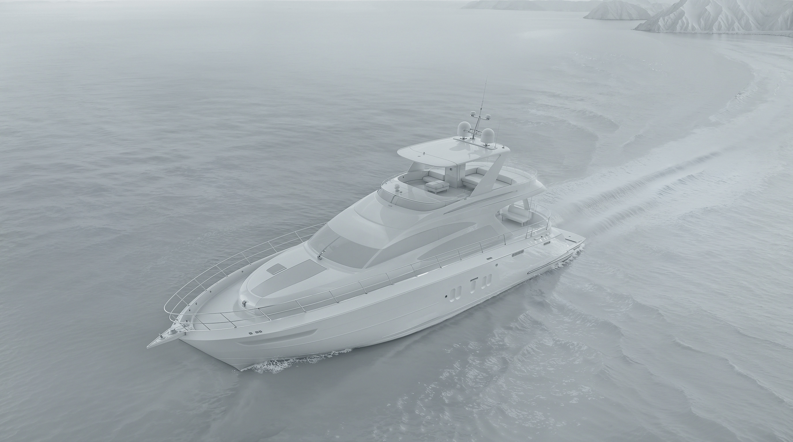 Rendu 3D photoréaliste final du projet de yacht